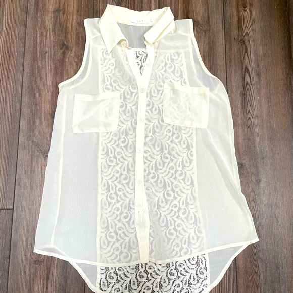 Sheer Lace Button down Blouse - Picture 5 of 5